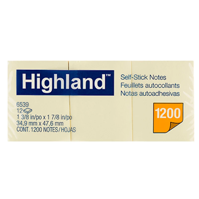 3M Post-it Highland Self-Stick Notes, 1.5” x 2”, Yellow, (100-Sheets ...