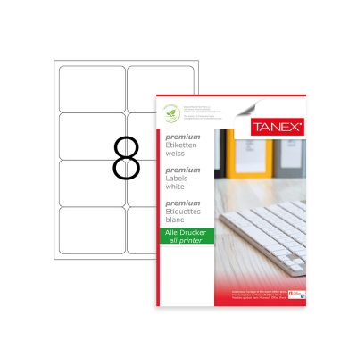 Tanex Labels White Bx=100Sht,99.1x67.7mm,8Lbl/Sht TW-2008