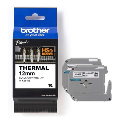 Brother PT Label 12mm BLACK on WHITE BR-MK231