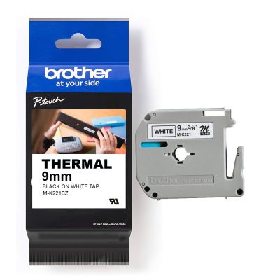 Brother PT Label 9mm BLACK on WHITE BR-MK221