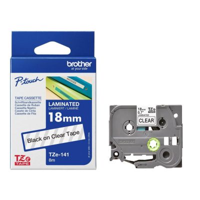 Brother PT Label 18mm Black on clear BR-TZ141