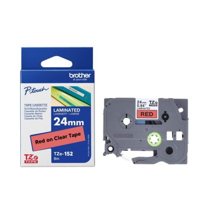 Brother PT Label 24mm Red on Clear BR-TZ152