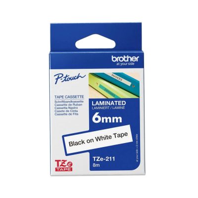 Brother PT Label 6mm black on White BR-TZ211