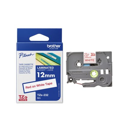Brother PT Label 12mm Red on White BR-TZ232