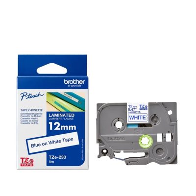 Brother PT Label 12mm Blue on White BR-TZ233