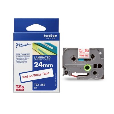 Brother PT Label 24mm Red on White BR-TZ252
