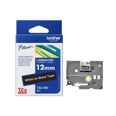 Brother PT Label 12mm White on Black BR-TZ335