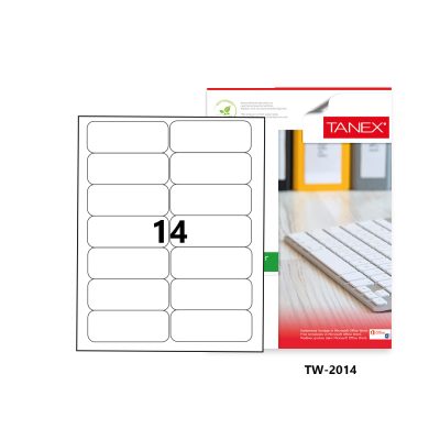 Tanex Labels White Bx=100Sht,99.1x38.1mm,14Lbl/Sht TW-2014