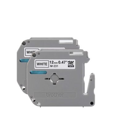 Brother PT Label 12mm BLACK on WHITE BR-MK231