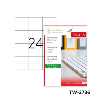 Tanex Labels White Bx=100Sht,70x35mm,24Lbl/Sht TW-2736