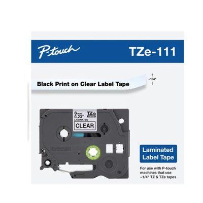 Brother PT Label 6mm black on Clear BR-TZ111