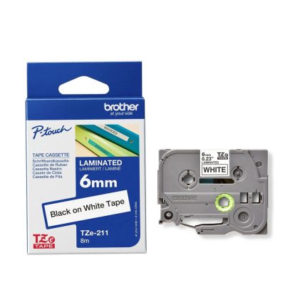 Brother PT Label 6mm black on White BR-TZ211