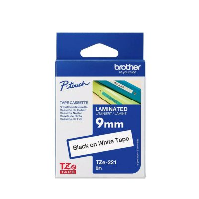 Brother PT Label 9mm Black on White  BR-TZ221