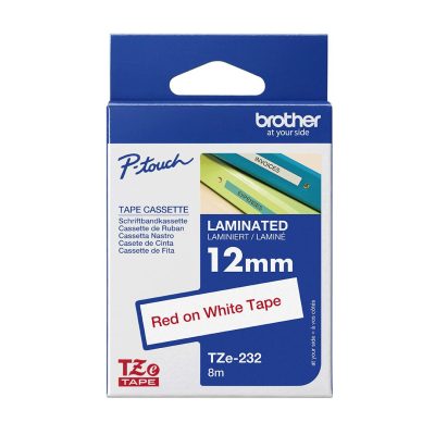 Brother PT Label 12mm Red on White BR-TZ232