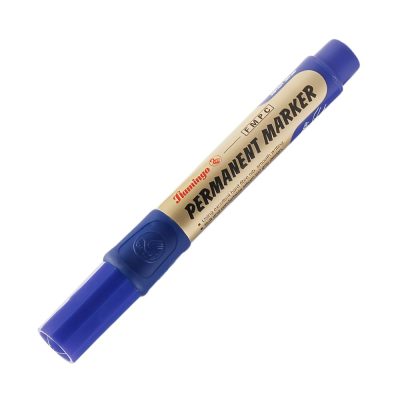 Flamingo Permanent Marker – Blue, Chisel Tip (Box of 12)